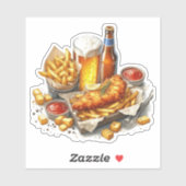 Sticker Poisson et frites (Feuille)