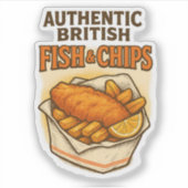Sticker Poisson et frites britanniques authentiques rétro (Devant)