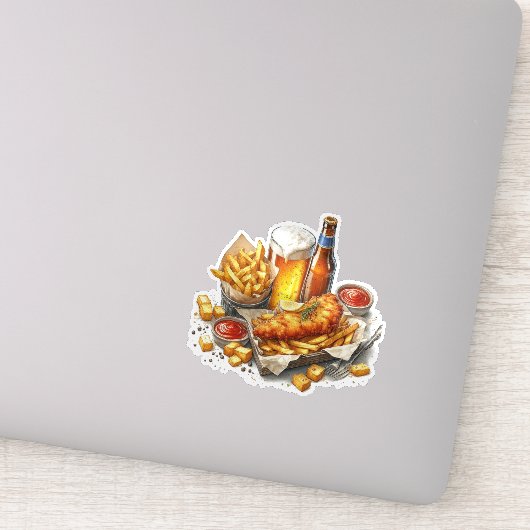 Sticker Poisson frit et frites (Détail)