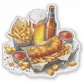 Sticker Poisson frit et frites (Devant)