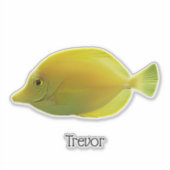 Sticker Poisson jaune tropical avec nom (Devant)