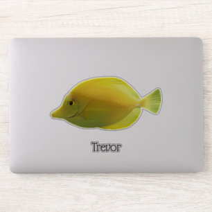 Sticker Poisson jaune tropical avec nom