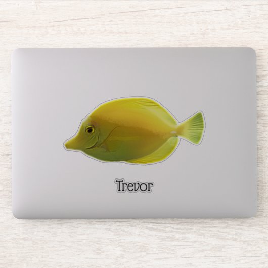 Sticker Poisson jaune tropical avec nom (Ordinateur)