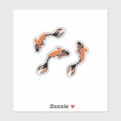 Sticker Poisson koi noir et orange (Feuille)