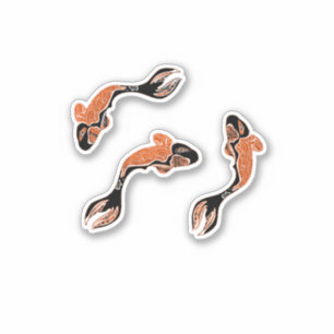 Sticker Poisson koi noir et orange