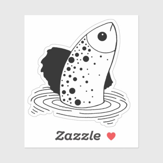 Sticker Poisson Line Art (Feuille)