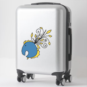 Sticker Poisson paon bleu et jaune