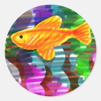 Sticker Poisson Peint À La Main