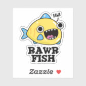 Sticker Poisson Rawr Funny Animal Pun (Feuille)