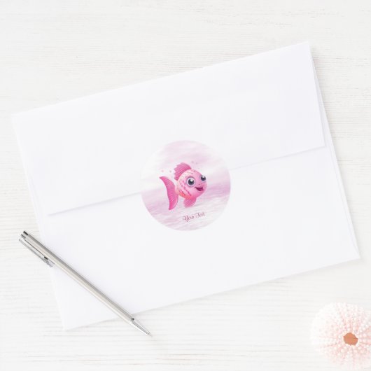 Sticker Poisson Rose (Enveloppe)