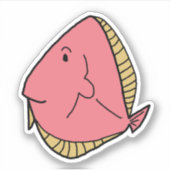 Sticker Poisson rose aux nageoires jaunes (Devant)