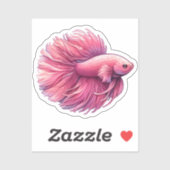 Sticker Poisson rose Betta (Feuille)