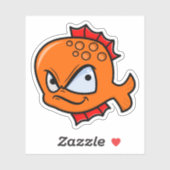 Sticker Poisson rouge drôle en colère (Feuille)