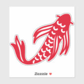 Sticker Poisson rouge et blanc japonais Koi (Feuille)