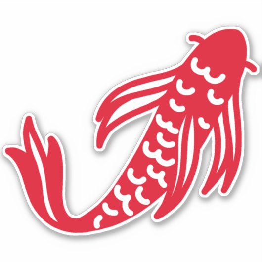 Sticker Poisson rouge et blanc japonais Koi (Devant)