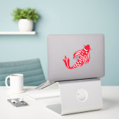 Sticker Poisson rouge et blanc japonais Koi (Ordinateur portable sur le bureau)