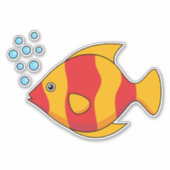 Sticker Poisson rouge orange tropical (Devant)