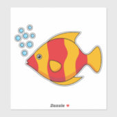 Sticker Poisson rouge orange tropical (Feuille)