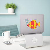 Sticker Poisson rouge orange tropical (Ordinateur portable sur le bureau)