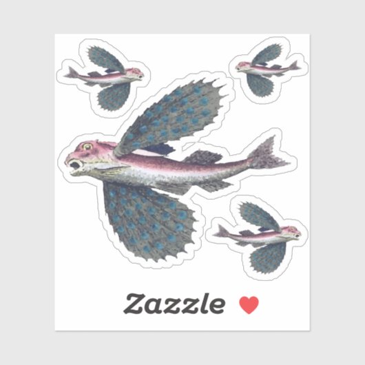 Sticker poisson volant (Feuille)