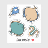 Sticker Poissons caprins et anguilles (Feuille)