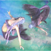 Sticker Poissons - Deux sirènes nageant en boucle (Devant)