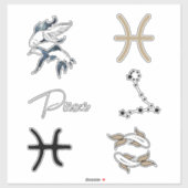 Sticker Poissons jumeaux astrologie poisson zodiac anniver (Feuille)
