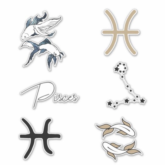 Sticker Poissons jumeaux astrologie poisson zodiac anniver (Devant)