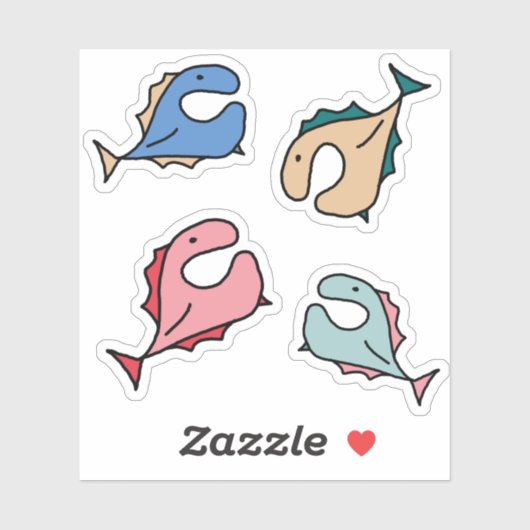 Sticker Poissons rose bleu (Feuille)