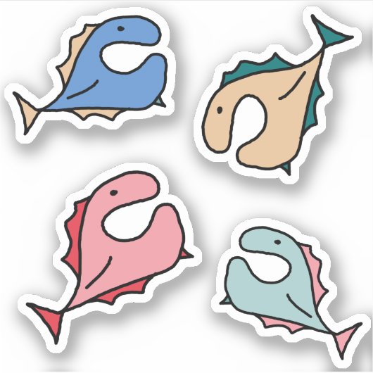 Sticker Poissons rose bleu (Devant)