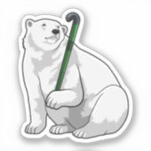 Sticker Polar bear at Hockey with Hockey stick (Recto)