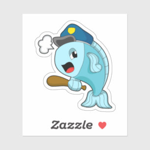 Sticker Police des poissons casquette de police