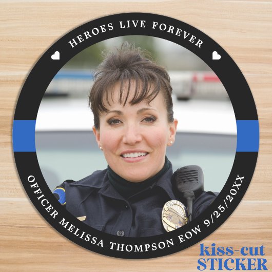 Sticker Police Memorial Fallen Officier Photo personnalisé
