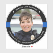 Sticker Police Memorial Fallen Officier Photo personnalisé (Feuille)