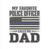 Sticker Police Officer Dad Vintage Flag Shirt Design_1 (Devant)