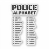 Sticker Police Phonetic Alphabet Guide (Devant)