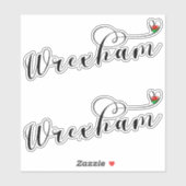 Sticker Police Script Wrexham, Drapeau Gallois En Coeur (Feuille)