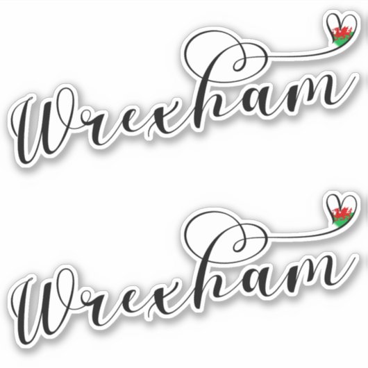 Sticker Police Script Wrexham, Drapeau Gallois En Coeur (Devant)