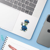 Sticker Policeman Alien (Ordinateur portable avec iPhone)