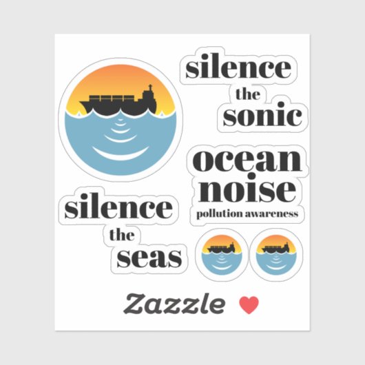 Sticker pollution par le bruit de l'océan 4 pack (Feuille)
