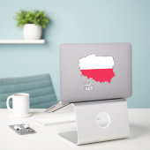 Sticker Pologne Drapeau Charme Carte Patriotique (Ordinateur portable sur le bureau)