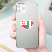 Sticker Pologne Italie Italienne Coeur Love Drapeau (Téléphone)