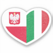 Sticker Pologne Italie Italienne Coeur Love Drapeau (Recto)