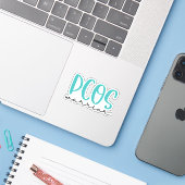 Sticker Polycystic Ovary Syndrome Awareness, PCOS Warrior (Ordinateur portable avec iPhone)