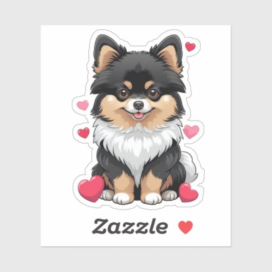 Sticker Pom Noir et Tan Saint Valentin 3 x 3 (Feuille)