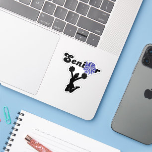 Sticker Pom-Poms Bleu et Gris de Cheerleaders Seniors