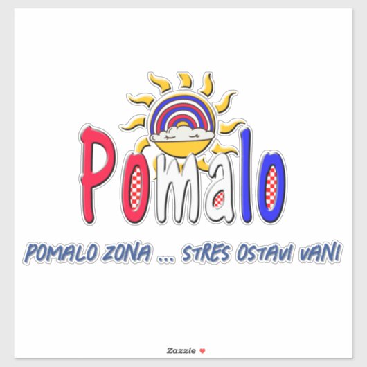 Sticker Pomalo – Croatian Relaxation with Sun & Rainbow (Feuille)