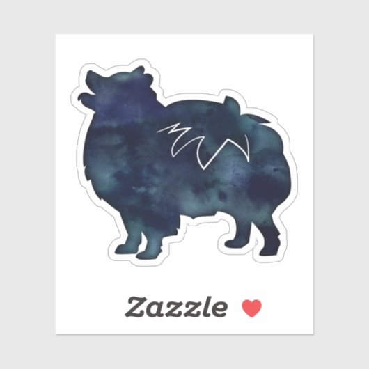 Sticker Poméranian Dog Breed Watercolor Silhouette (Feuille)