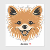 Sticker Poméranie mignon Chien visage Chien Chien Chien Ch (Feuille)