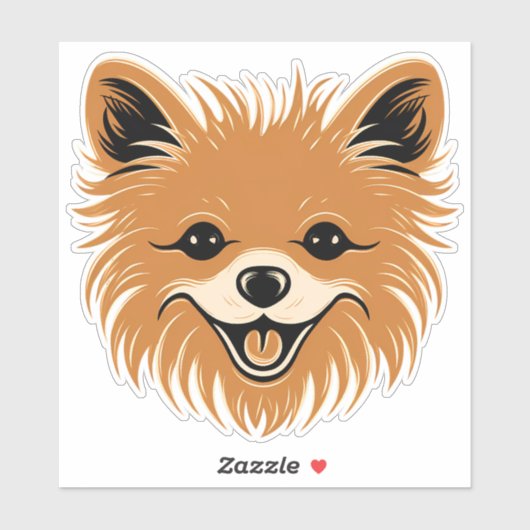 Sticker Poméranie mignon Chien visage Chien Chien Chien Ch (Feuille)